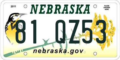 NE license plate 81QZ53