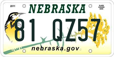 NE license plate 81QZ57