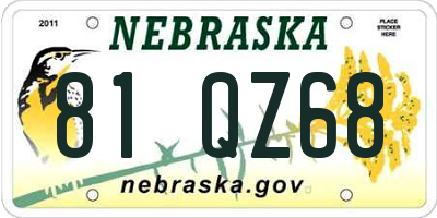 NE license plate 81QZ68
