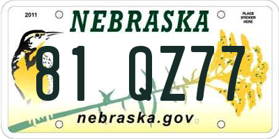 NE license plate 81QZ77