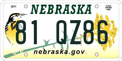 NE license plate 81QZ86