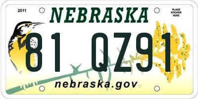 NE license plate 81QZ91