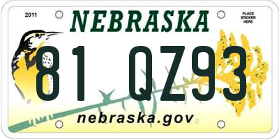NE license plate 81QZ93
