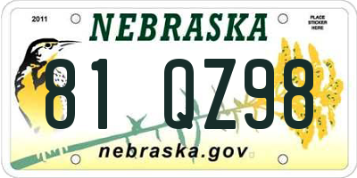 NE license plate 81QZ98