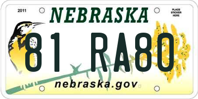 NE license plate 81RA80