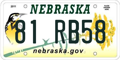 NE license plate 81RB58