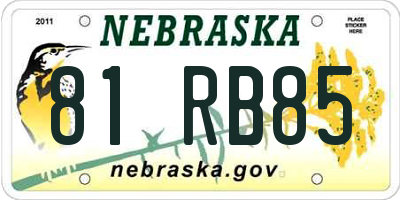 NE license plate 81RB85