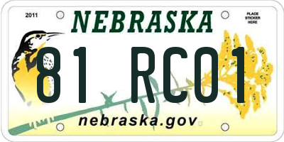 NE license plate 81RC01
