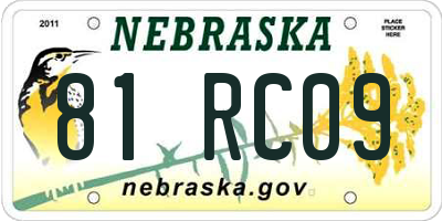 NE license plate 81RC09