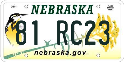 NE license plate 81RC23