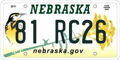 NE license plate 81RC26