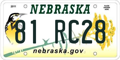 NE license plate 81RC28