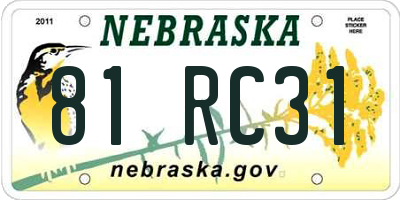 NE license plate 81RC31