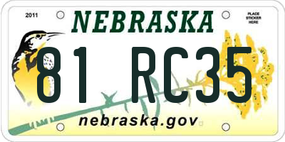 NE license plate 81RC35