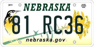 NE license plate 81RC36