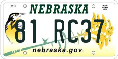 NE license plate 81RC37