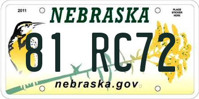 NE license plate 81RC72