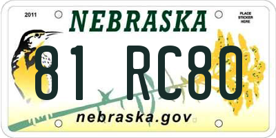 NE license plate 81RC80