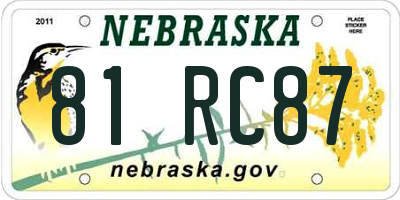 NE license plate 81RC87
