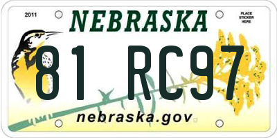 NE license plate 81RC97
