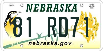 NE license plate 81RD71