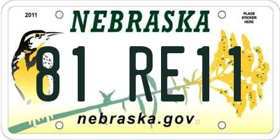 NE license plate 81RE11