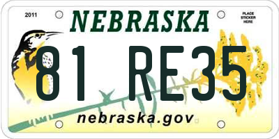 NE license plate 81RE35