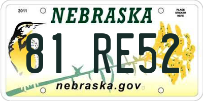 NE license plate 81RE52