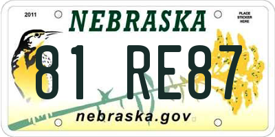 NE license plate 81RE87