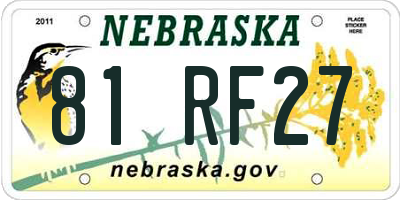NE license plate 81RF27