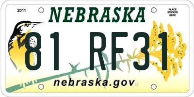 NE license plate 81RF31