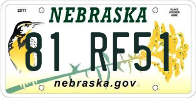 NE license plate 81RF51