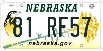 NE license plate 81RF57