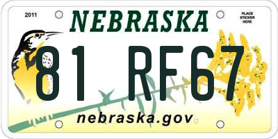 NE license plate 81RF67