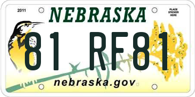 NE license plate 81RF81