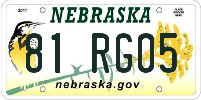 NE license plate 81RG05