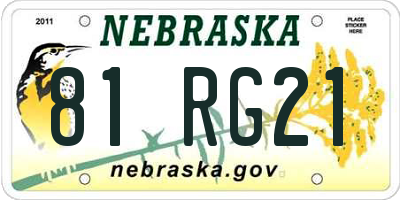 NE license plate 81RG21