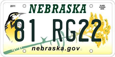 NE license plate 81RG22