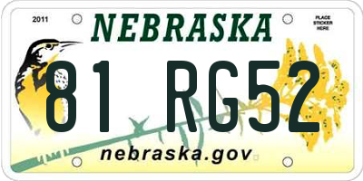 NE license plate 81RG52