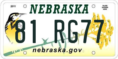 NE license plate 81RG77