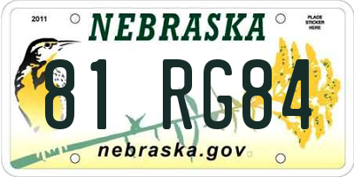 NE license plate 81RG84
