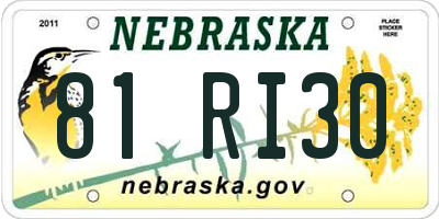 NE license plate 81RI30