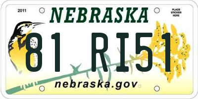 NE license plate 81RI51