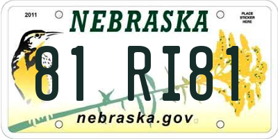 NE license plate 81RI81