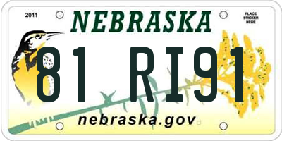 NE license plate 81RI91