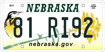 NE license plate 81RI92
