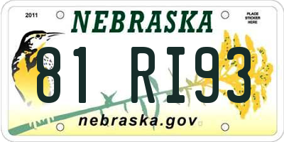NE license plate 81RI93