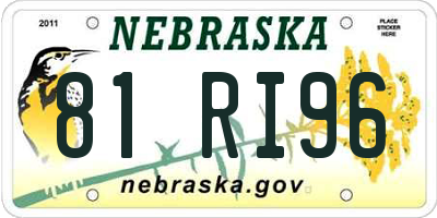 NE license plate 81RI96