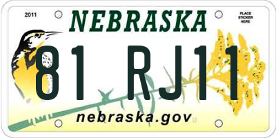 NE license plate 81RJ11