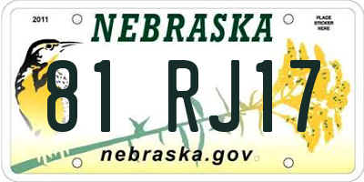 NE license plate 81RJ17